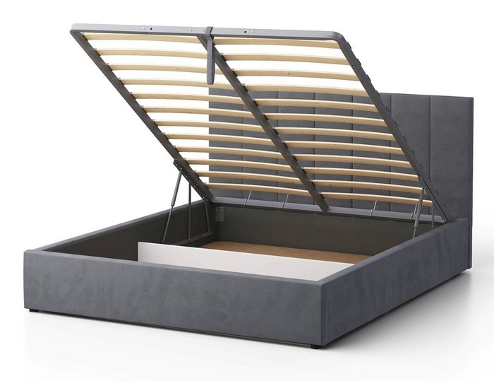 Кровать Венера-3 200х200 серого цвета с подъемным механизмом (велюр) - лучшие Кровати для спальни в INMYROOM