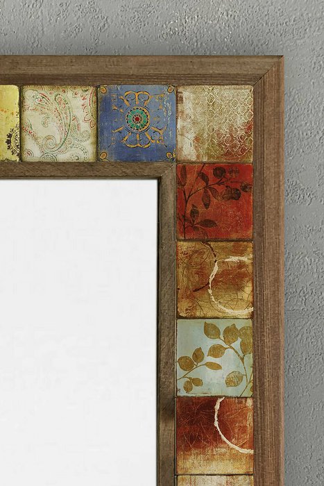Настенное зеркало с каменной мозаикой 43x63 коричнево-бежевого цвета - лучшие Настенные зеркала в INMYROOM