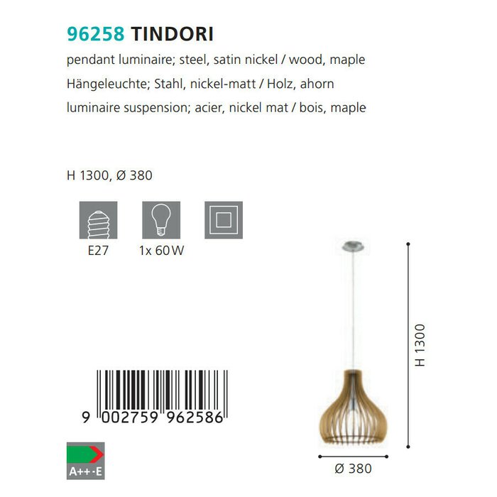 Подвесной светильник Eglo Tindori 96258 - купить Подвесные светильники по цене 13190.0