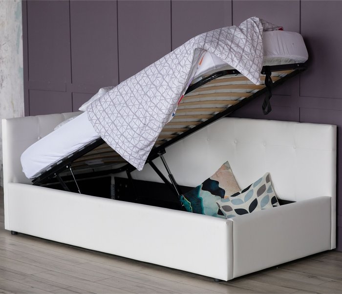 Кровать Bonna 90х200 с подъемным механизмом белого цвета - купить Кровати для спальни по цене 31800.0