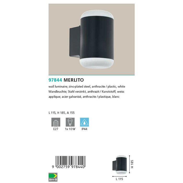 Уличный настенный светильник Merlito бело-черного цвета - лучшие Настенные уличные светильники в INMYROOM