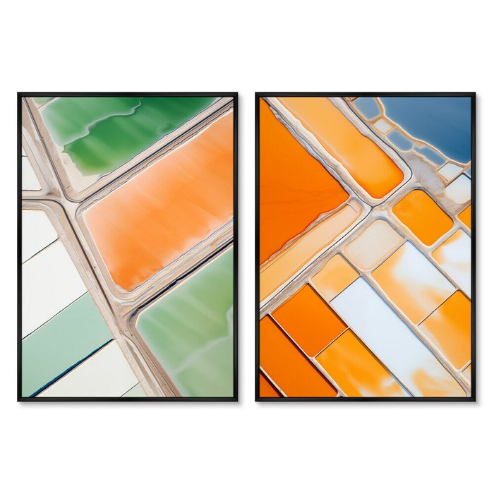 Набор из двух репродукций картин Salt lakes, orange, green, 2024г.