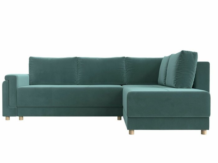 Угловой диван-кровать Лига 024 бирюзового цвета правый угол - купить Угловые диваны по цене 69999.0