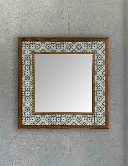 Настенное зеркало 43x43 с мозаикой из натурального камня - купить Настенные зеркала по цене 16871.0