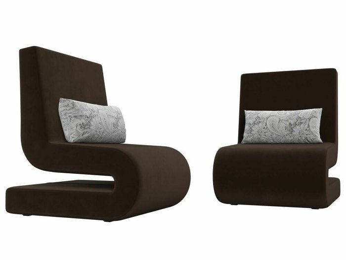 Набор из двух кресел Волна коричневого цвета - купить Комплекты мягкой мебели по цене 33999.0