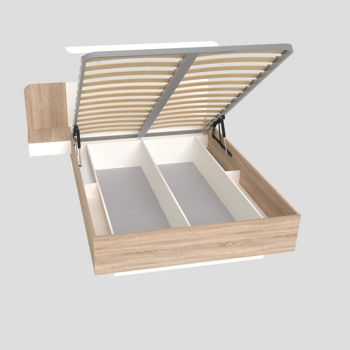 Кровать Астра 160х200 бело-бежевого цвета с подъемным механизмом и одним ящиком - купить Кровати для спальни по цене 47610 Кровать Астра 160х200 бело-бежевого цвета с подъемным механизмом и одним ящиком - купить Кровати для спальни по цене 47610