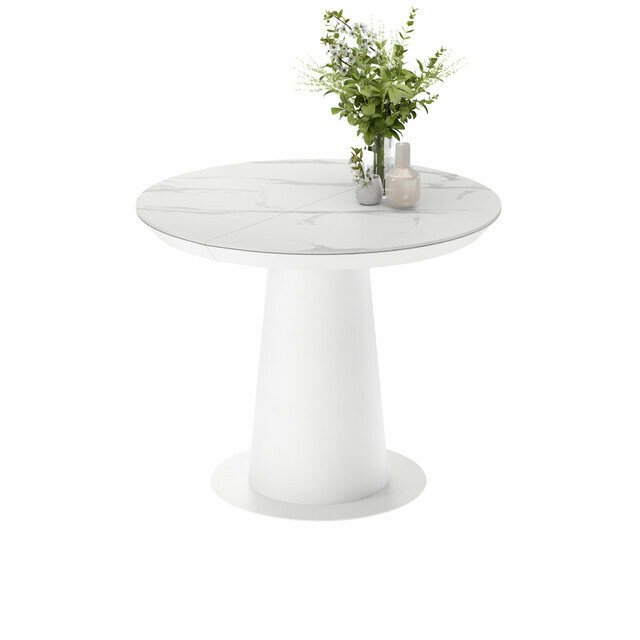 Раздвижной обеденный стол Зир L со столешницей цвета белый мрамор - купить Обеденные столы по цене 199861.0