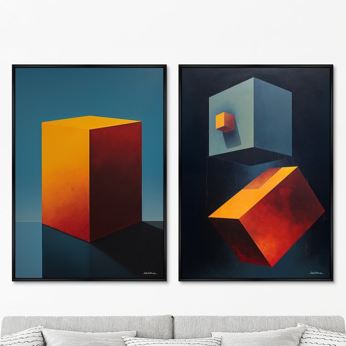 Набор из двух репродукций картин Cubes the volumetric, 2024г. - купить Картины по цене 49998.0