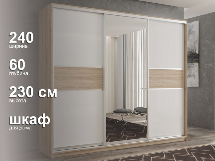 Шкаф-купе Кааппи-10 240 цвета Дуб сонома  - лучшие Шкафы-купе в INMYROOM