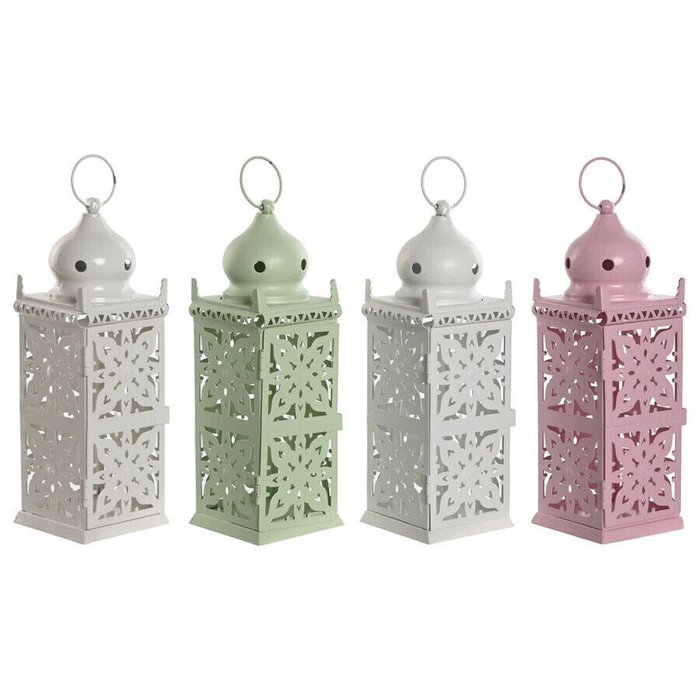 Фонарь Home ESPRIT Белый Зеленый Розовый Железо Восточный 10 x 10 x 30 cm (4 штук) Фонарь Home ESPRIT Белый Зеленый Розовый Железо Восточный 10 x 10 x 30 cm (4 штук)