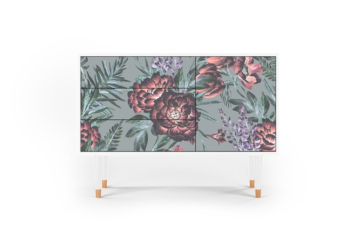 Комод S3 Light Peonies с корпусом белого цвета Комод S3 Light Peonies с корпусом белого цвета