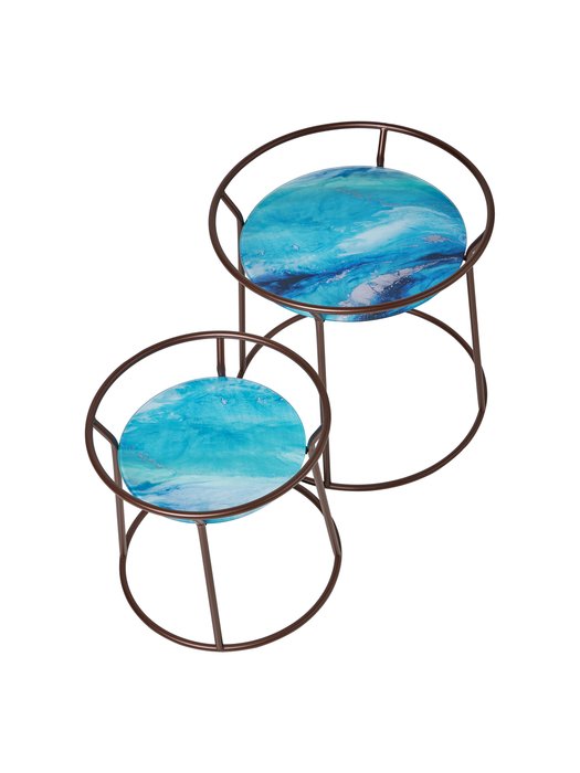 Набор из двух кофейных столиков Nimb коричнево-голубого цвета - лучшие Кофейные столики в INMYROOM