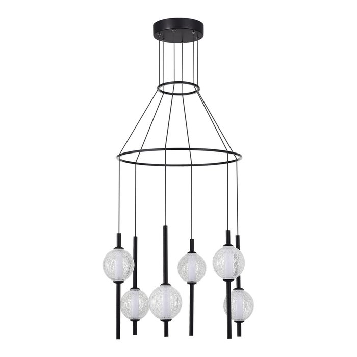 Светильник подвесной ST-Luce Черный/Прозрачное кракелированное стекло LED 6*8,5W 3000K PEEK - купить Подвесные люстры по цене 37352.0