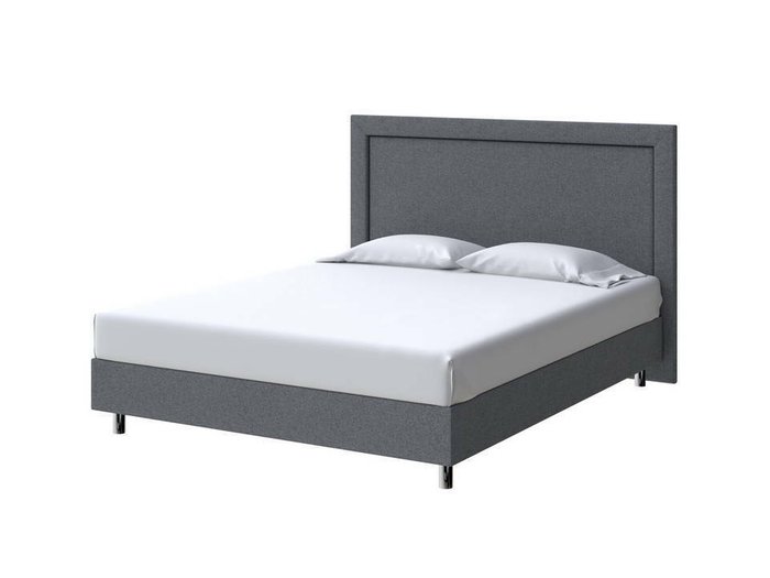Кровать London Boxspring Standart 140х200 серого цвета (рогожка)