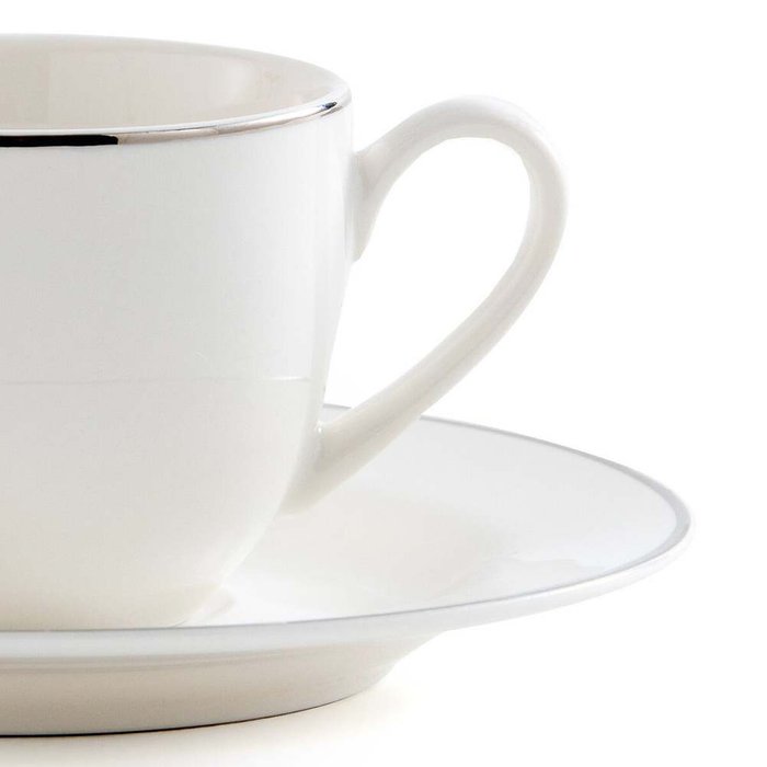 Комплект из четырех чашек с блюдцами для кофе Histoire Argent белого цевта - лучшие Чашки в INMYROOM