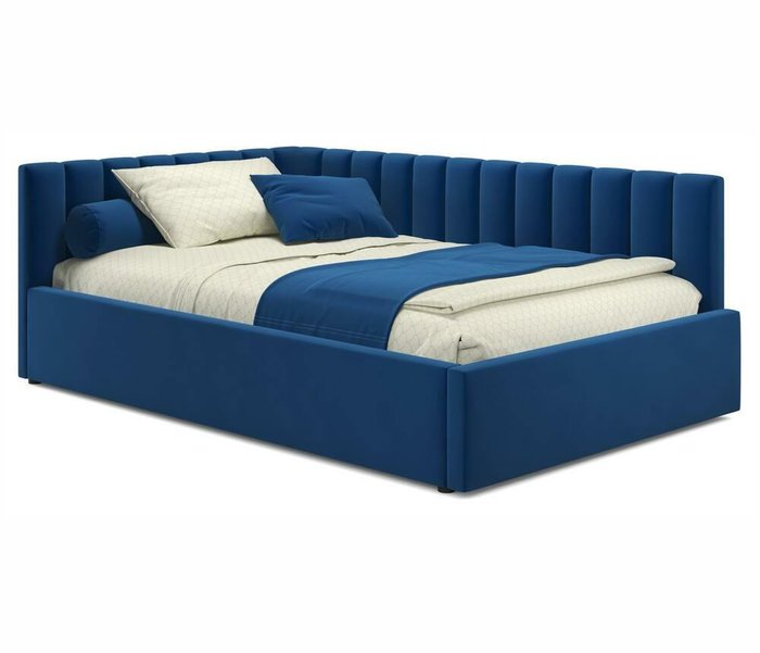 Кровать Milena 120х200 синего цвета без подъемного механизма