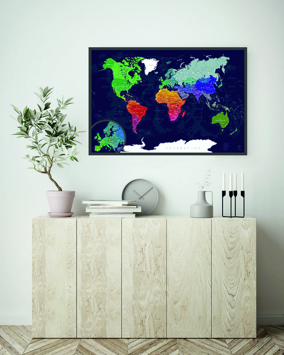 Скретч-карта мира Blue из  ламинированной бумаги - лучшие Декор стен в INMYROOM