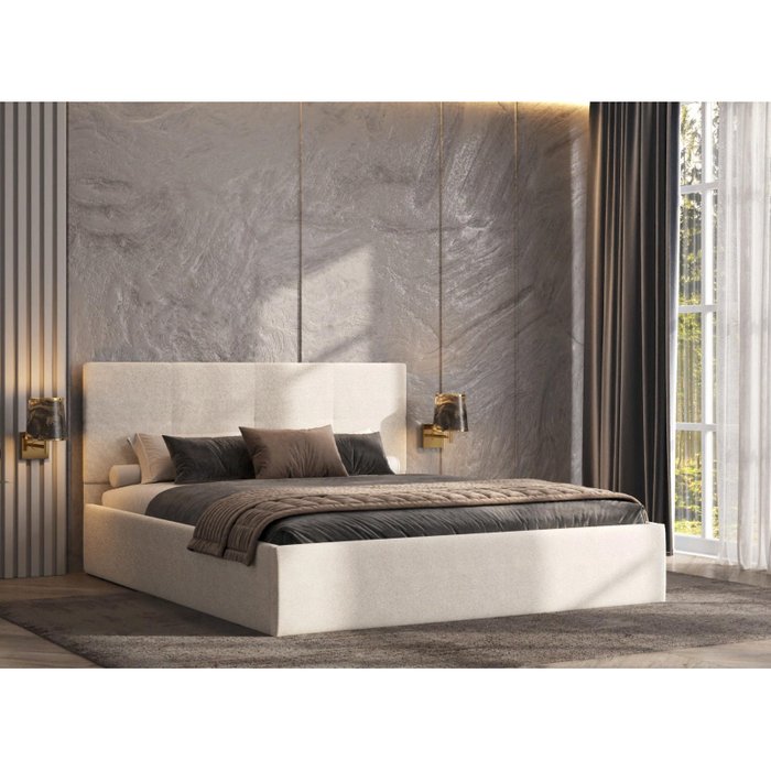 Кровать Манака 160х200 бежевого цвета без подъемного механизма - лучшие Кровати для спальни в INMYROOM