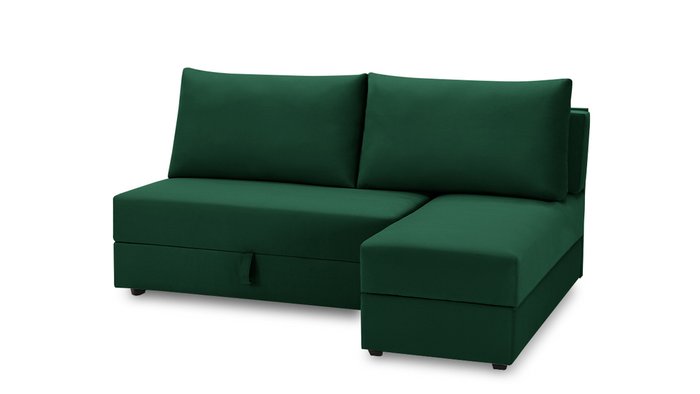 Угловый диван-кровать с оттоманкой Джелонг Лайт зеленого цвета