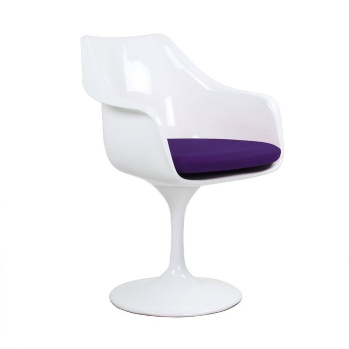 Кресло Tulip Armchair Бело-фиолетовое Шерсть