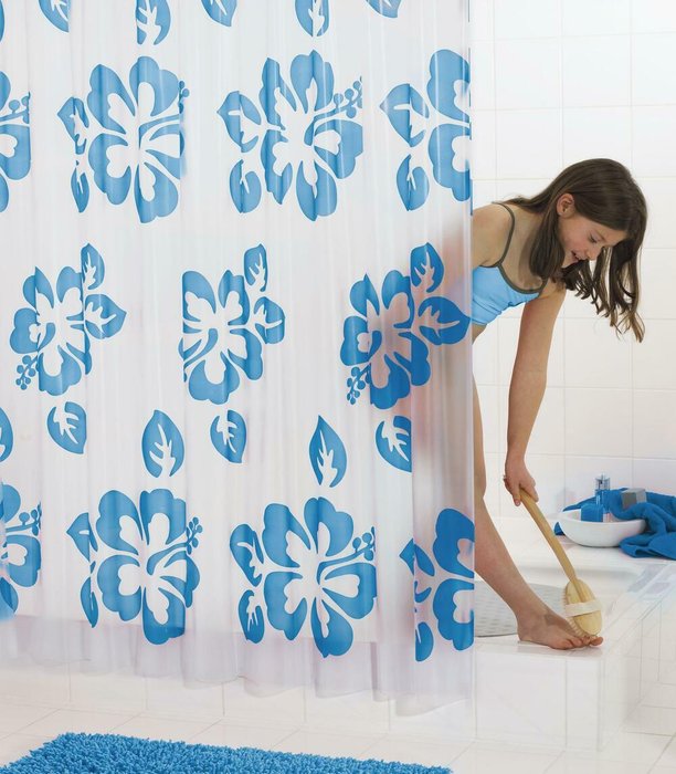 Штора для ванных комнат Flowerpower пластиковая синий/голубой - купить Шторки для душа по цене 1109.0