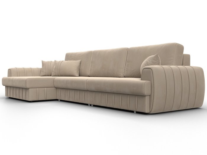 Угловой диван-кровать Лига-057 L Лонг бежевого цвета левый - лучшие Угловые диваны в INMYROOM