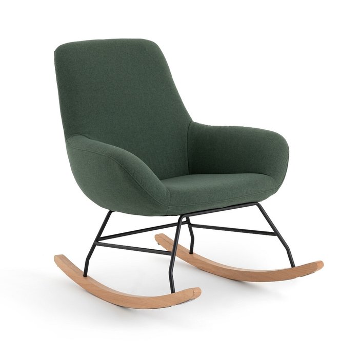 Кресло-качалка мягкое Carina зеленого цвета