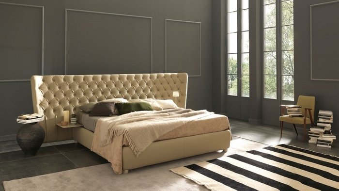 Кровать "Letto GM 20" с обивкой из экокожи или велюра 200х200 см - купить Кровати для спальни по цене 82200