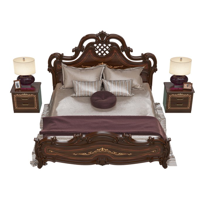 Спальня из кровати 180х200 и двух прикроватных тумб Грация коричневого цвета - лучшие Спальные гарнитуры в INMYROOM