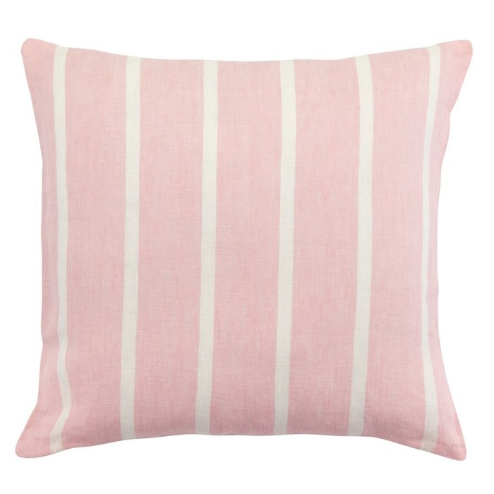 Чехол на подушку декоративный в полоску Essential розового цвета