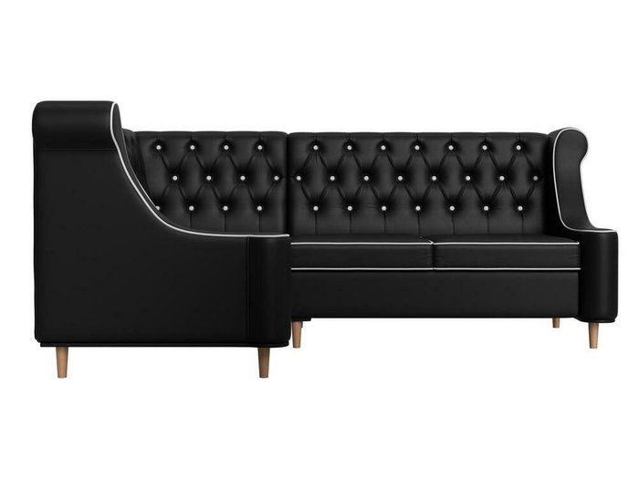 Угловой диван Бронкс черного цвета (экокожа) левый угол - купить Угловые диваны по цене 62999.0