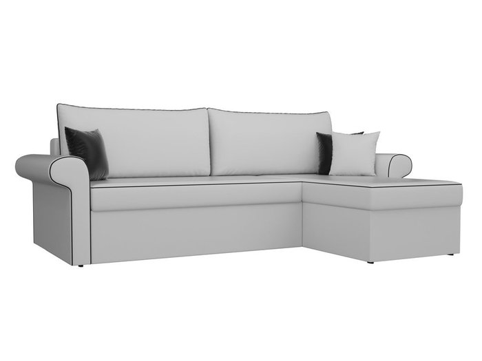 Угловой диван-кровать Милфорд белого цвета (экокожа) правый угол