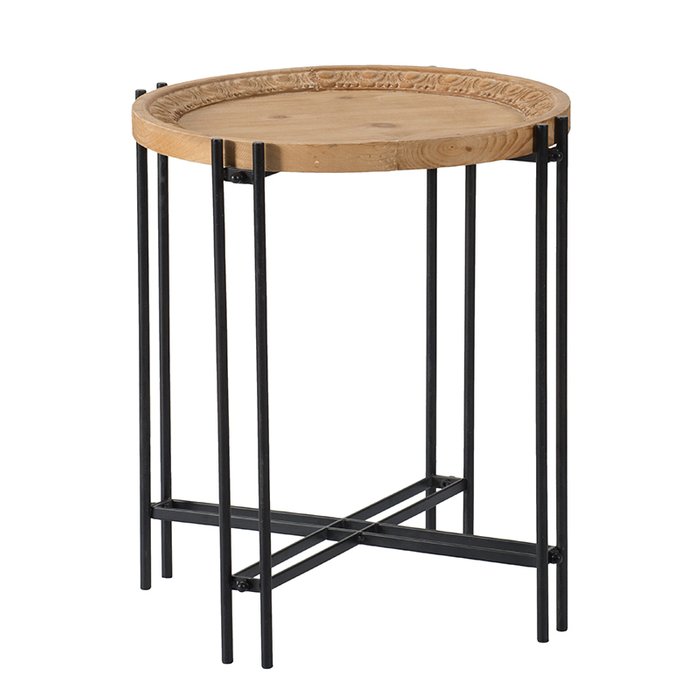 Кофейный столик с деревянной столешницей 