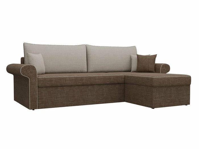 Угловой диван-кровать Милфорд бежево-коричневого цвета правый угол