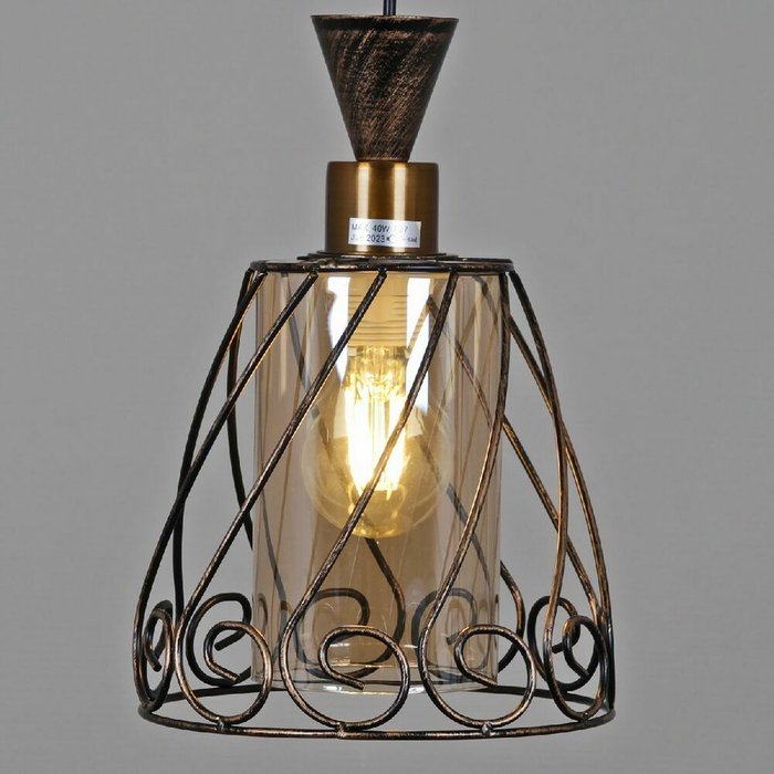 Подвесной светильник 03609-0.4-01 BK+GD (стекло, цвет коричневый) - лучшие Подвесные светильники в INMYROOM