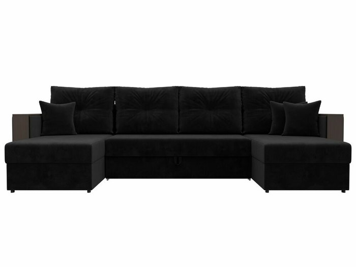 Угловой диван-кровать Валенсия П-образный черного цвета - купить Угловые диваны по цене 68999.0