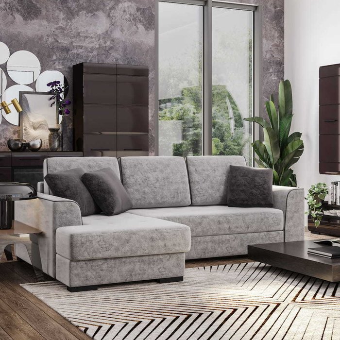 Угловой диван-кровать Монтана серого цвета - купить Угловые диваны по цене 152091.0