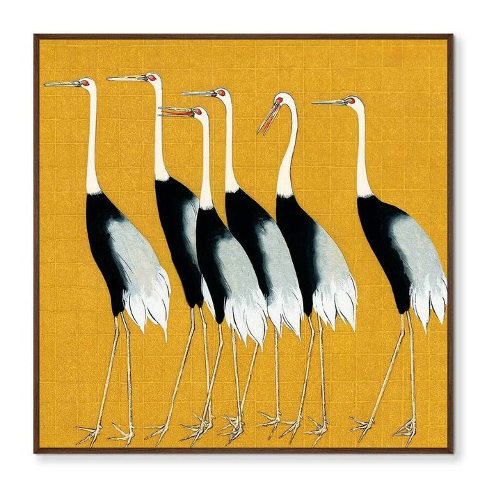 Репродукция картины на холсте A flock of beautiful Japanese red crown crane, 1699г. - купить Картины по цене 29999.0