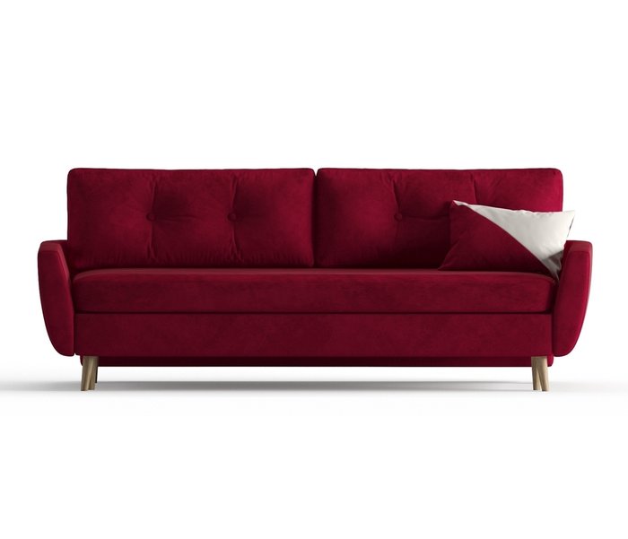 Диван-кровать Авиньон в обивке из велюра бордового цвета - купить Прямые диваны по цене 36990.0
