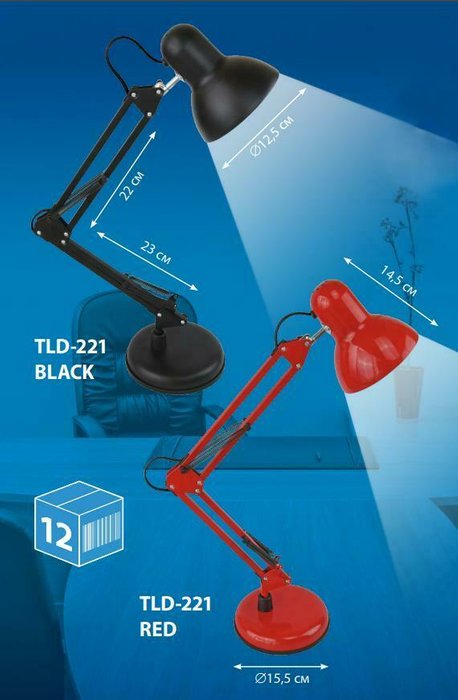 Настольная лампа TLI-221 Black E27 (металл, цвет черный) - купить Рабочие лампы по цене 1358.0