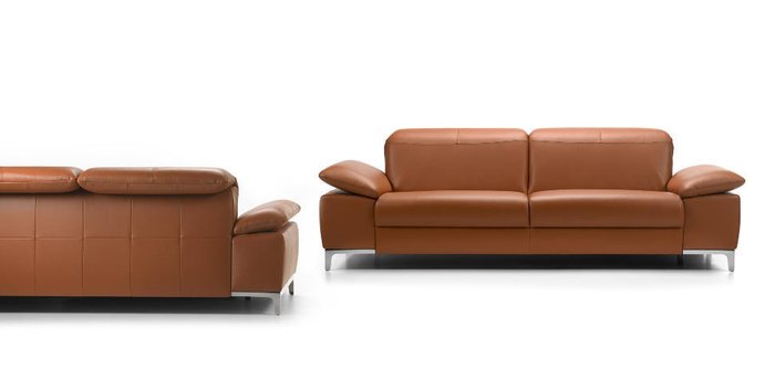 Прямой кожаный диван Chronos коричневого цвета - лучшие Прямые диваны в INMYROOM