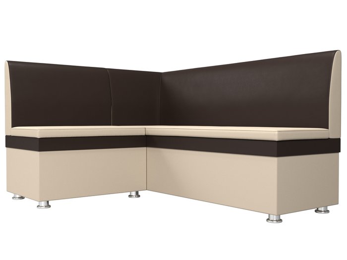 Угловой диван Уют коричнево-бежевого цвета (экокожа) левый угол - лучшие Угловые диваны в INMYROOM
