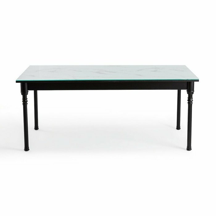 Стол обеденный с мраморным принтом Oprah черного цвета - купить Обеденные столы по цене 85739.0