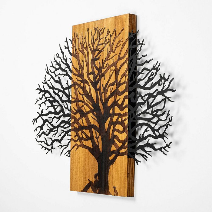 Настенный декор Дерево 58x75 коричнево-черного цвета