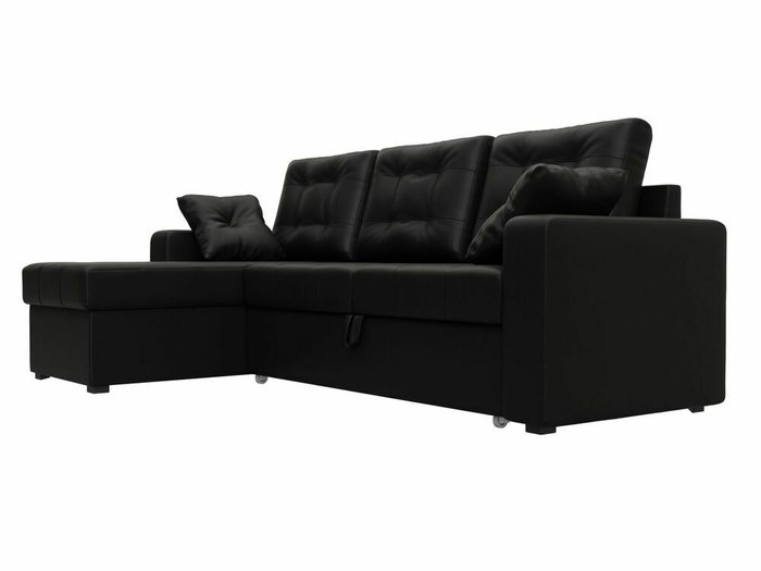 Угловой диван-кровать Камелот черного цвета (экокожа) левый угол - лучшие Угловые диваны в INMYROOM