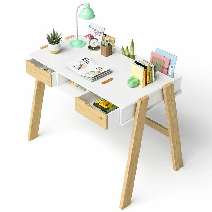 Стол письменный Чек белого цвета - лучшие Письменные столы в INMYROOM