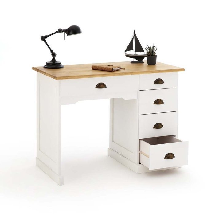 Стол письменный из массива сосны Betta белого цвета - лучшие Письменные столы в INMYROOM