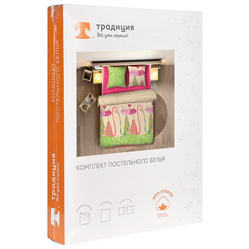 КПБ 'Традиция' евро, бязь, 100% хлопок, пл. 125 гр./кв.м. 'Кошки' - купить Комплекты постельного белья по цене 3870