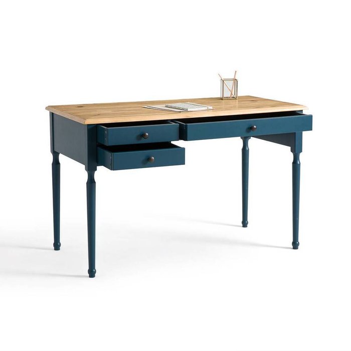 Стол письменный из массива сосны Authentic Style синего цвета - лучшие Письменные столы в INMYROOM