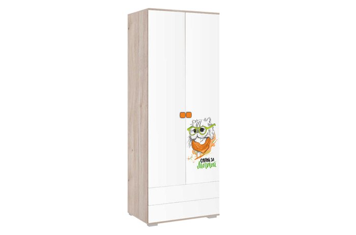 Шкаф двухдверный Зоо бело-бежевого цвета с двумя ящиками